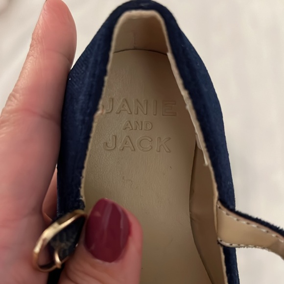 Janie & Jack Navy Blue Velvet Bow Dress Shoes Size 5 - Picture 2 of 5